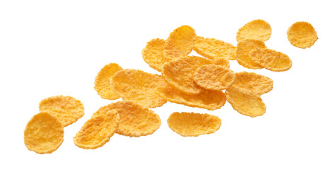 Corn flakes isolated on white background with clipping path