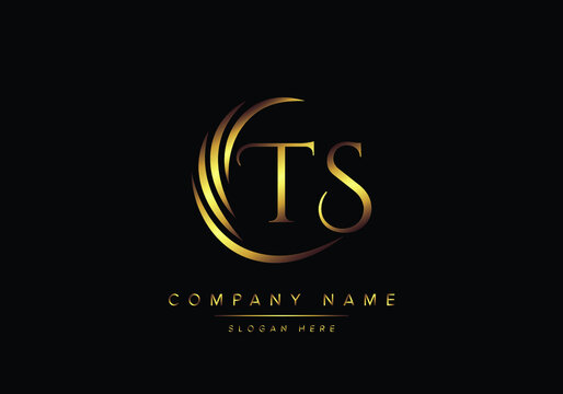 alphabet letters TS monogram logo, gold color elegant classical
