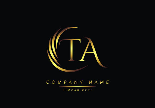 alphabet letters TA monogram logo, gold color elegant classical