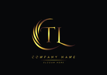 alphabet letters TL monogram logo, gold color elegant classical