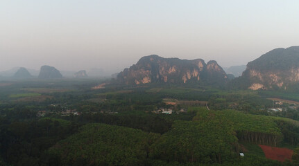 Fototapeta na wymiar Natural aerial view of mountain during sunrise in northern of Thailand