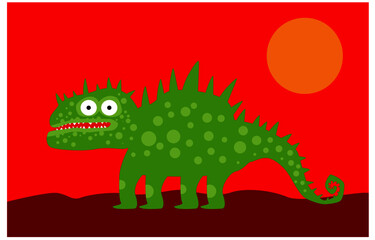 Dragons live here. Green dragon. Terrible monster from an unknown world.