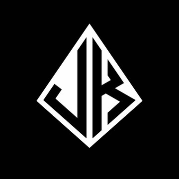 JK logo letters monogram with prisma shape design template