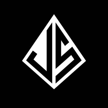 JS logo letters monogram with prisma shape design template
