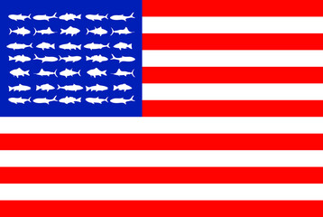 Fishing. USA flag. Combination of fishing symbols with the usa flag.