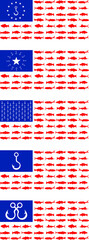 Fishing. USA flag. Combination of fishing symbols with the usa flag.