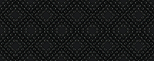 Black luxury background with beads. Seamless vector illustration. 