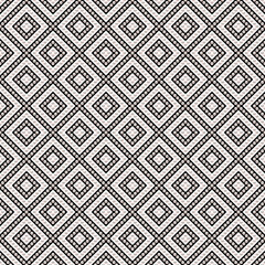 Black and white luxury background with rhombuses and pearls. Seamless vector illustration. 