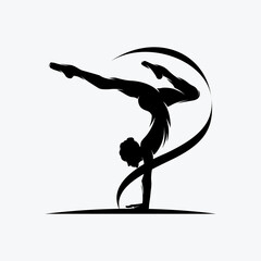 Fitness Gymnastic Logo Silhouette Sportswoman Vector - obrazy, fototapety, plakaty