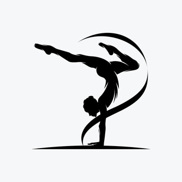 recommend clip art: Fitness Gymnastic Logo Silhouette Sportswoman Vector
