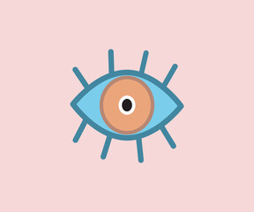  a big blue eye illustration on isolated background.