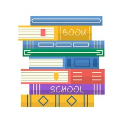 Stack of books . Book club icon for greeting card, promo , prints, flyer, cover, and posters. Vector illustration of pile of books. Icon design.