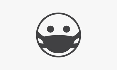 line icon emoticon mask design vector illustration.
