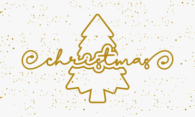 gold color pine tree with text  christmas background.