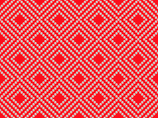 Red luxury background with small pearls and rhombuses. Seamless vector illustration. 