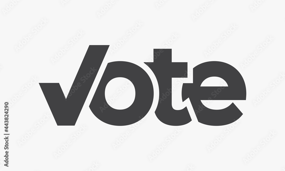 Fototapete text vote with letter v as a checkmark design vector.