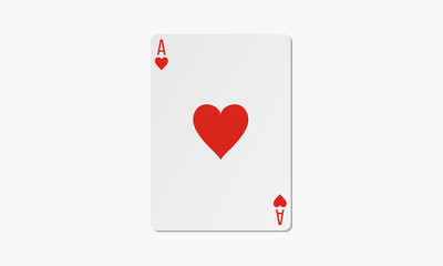 hearts ace playing card design vector.