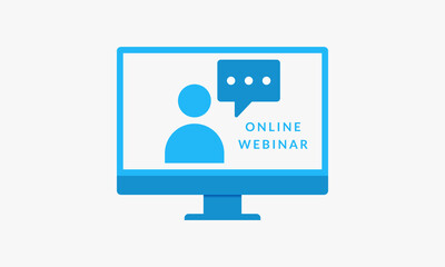 webinar online monitor screen on white background.