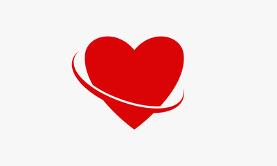 curved heart vector on white background.