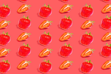 A pattern of strawberries on a colored background