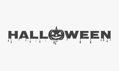 halloween text with pumpkin icon design vector.