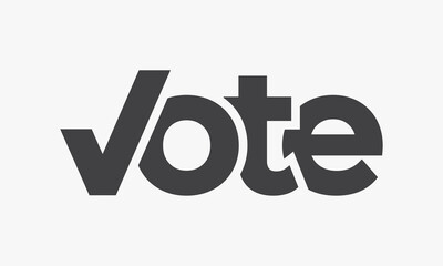 text vote with letter V as a checkmark design vector.
