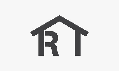 letter R roof home logo design concept.