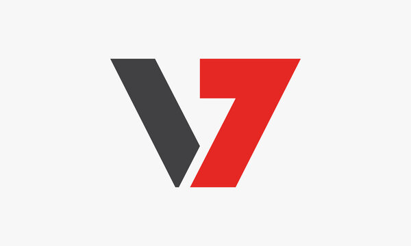 V7 black red color logo design concept.