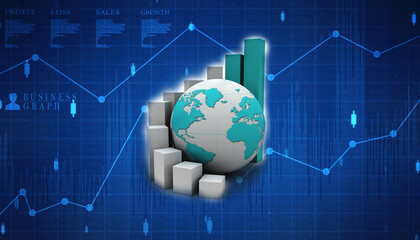 3d rendering Stock market online business concept. business Graph 
