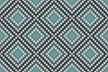Blue luxury background with small pearls and rhombuses. Seamless vector illustration. 