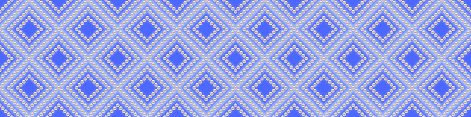 Blue luxury background with small pearls and rhombuses. Seamless vector illustration. 