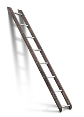 Isolated wooden ladder with shadow