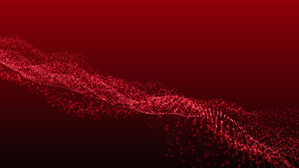 Abstract digital background. Futuristic wave of dots and weave lines. Digital technology. 3d rendering.