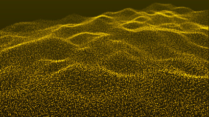 Abstract digital background. Futuristic wave of dots and weave lines. Digital technology. 3d rendering.