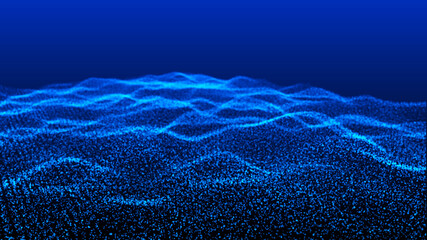 Abstract digital background. Futuristic wave of dots and weave lines. Digital technology. 3d rendering.