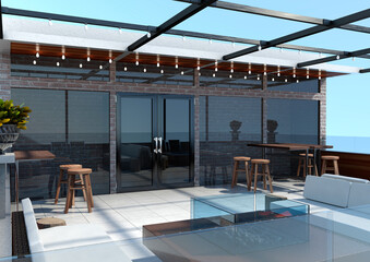 3D Rendering Skyline Deck