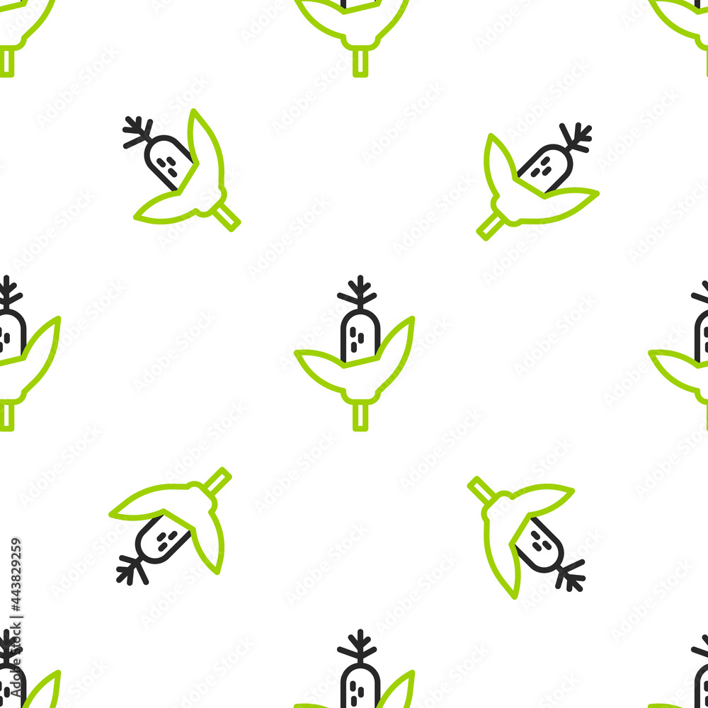 Poster line corn icon isolated seamless pattern on white background. vector