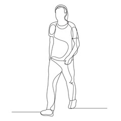 sketch man walking line drawing, isolated, vector