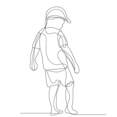 sketch child line drawing, isolated, vector