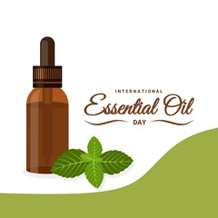 Vector illustration, Peppermint essential oil, as a banner, poster or template, international essential oil day.