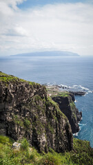 Fototapeta na wymiar The landscape of Corvo island in the Azores