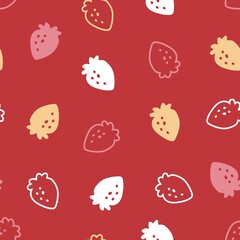 Summer and Strawberries Fruit Vector Graphic Seamless Pattern