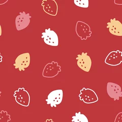 Poster Im Rahmen Summer and Strawberries Fruit Vector Graphic Seamless Pattern © F-lin