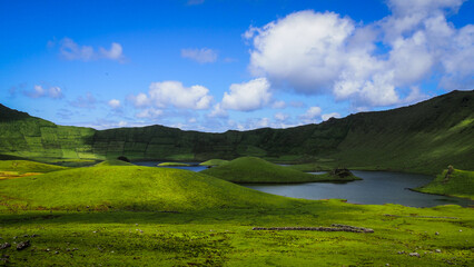 Fototapeta na wymiar The landscape of Corvo island in the Azores