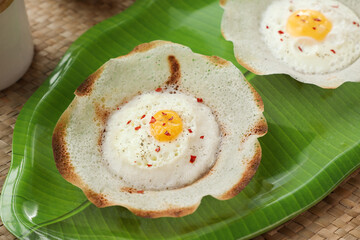 Sri lankan egg hopper, bittara aappa Appam popular breakfast Pancake Made With Fermented Rice...