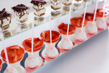 Buffet with a variety of delicious sweets, food ideas, celebration