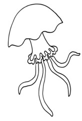 Black and white hand-drawn funny jellyfis