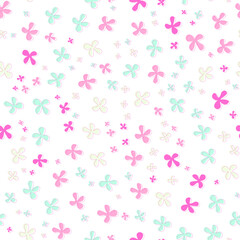 Vector organic seamless abstract background. vector floral pattern in doodle style with pastel color flowers. Gentle, spring floral background.