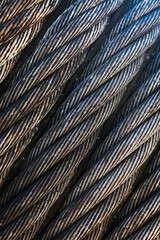 Steel cable close-up. Steel cable texture.