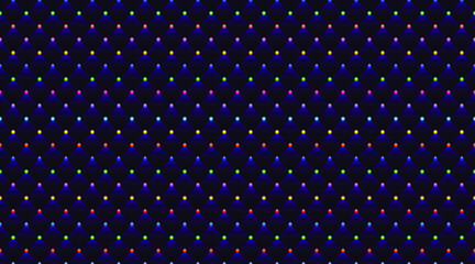 Blue luxury background with colorful beads. Seamless vector illustration. 